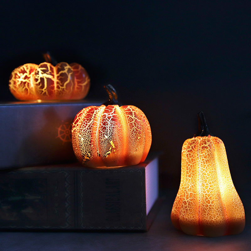 Orange Gourd Halloween Decoration with Lighted Interior in Pumpkin Color-Theone Apparel