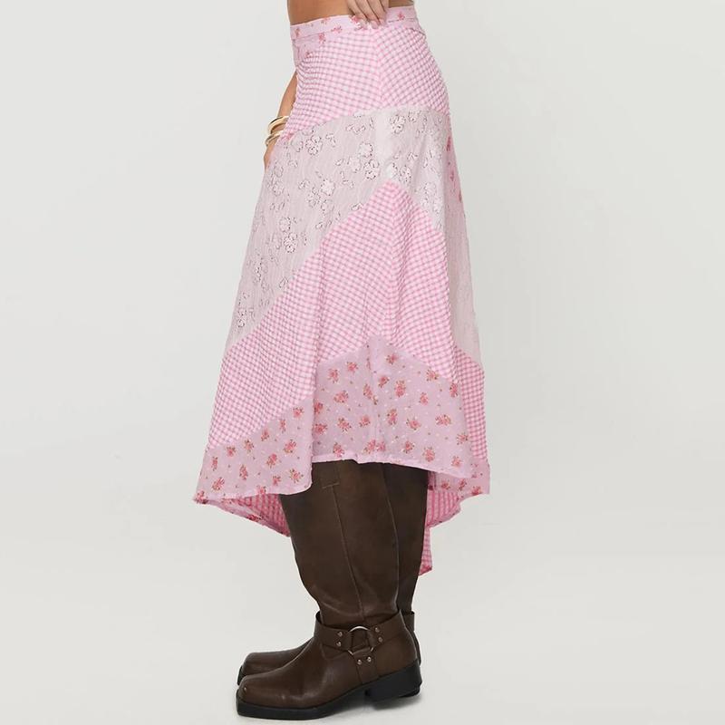 Retro Low Waist Floral Print Skirt For Vintage Charm-Theone Apparel