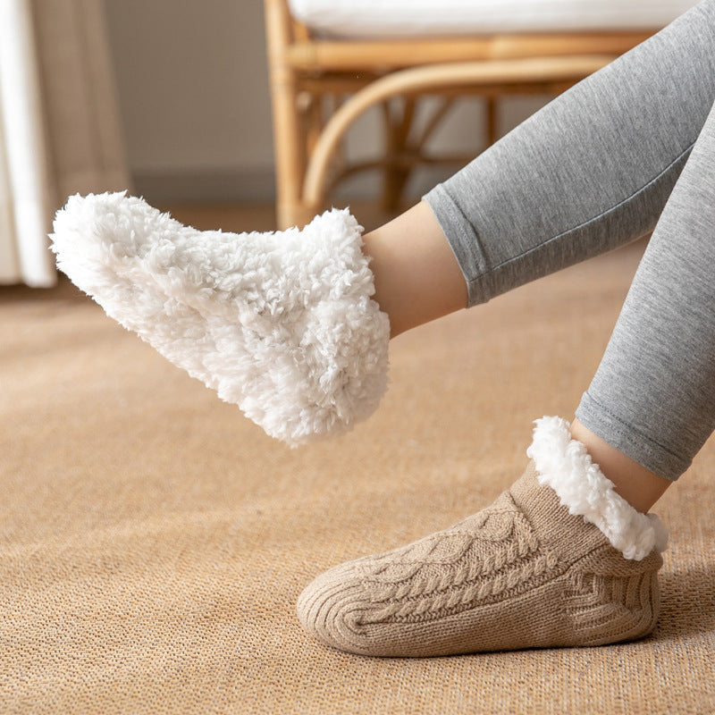 Soft Knit Style Winter Socks with White Fleece Lining in Multiple Colors-Theone Apparel