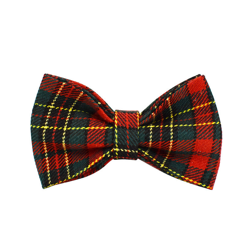 Tartan Plaid Christmas Holiday Bow Dog Leash Collar Harness-Theone Apparel