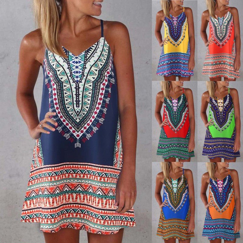 Boho Chic Colorful Pattered Short Summer Dress - THEONE APPAREL