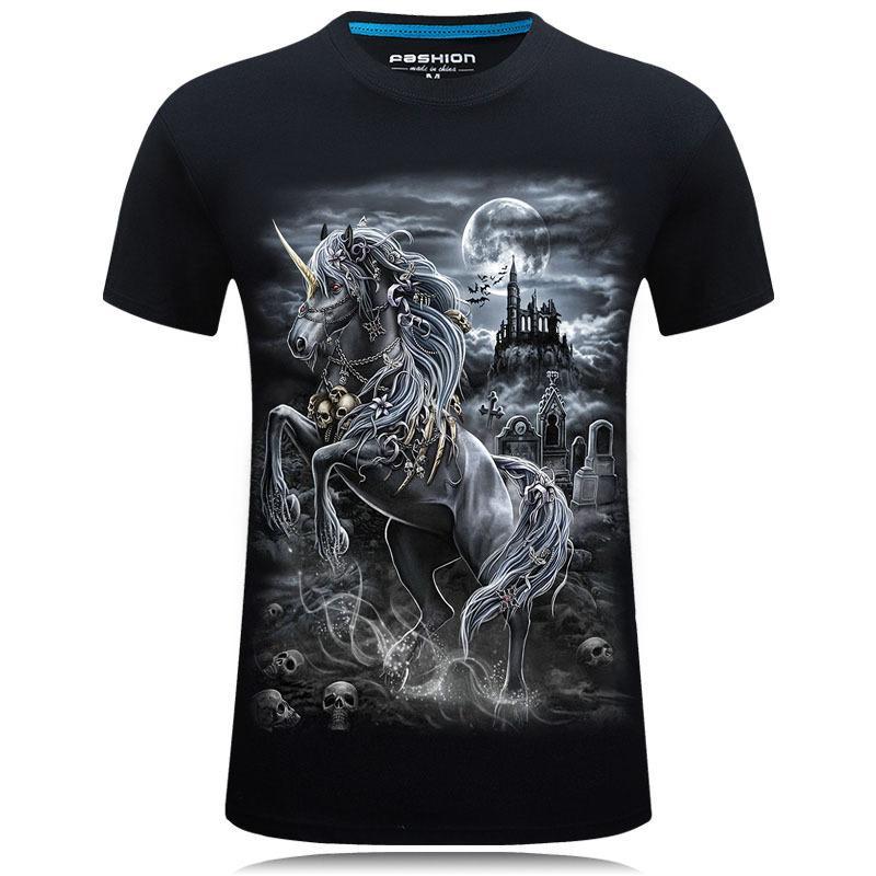 Halloween Scene White Unicorn Shirt