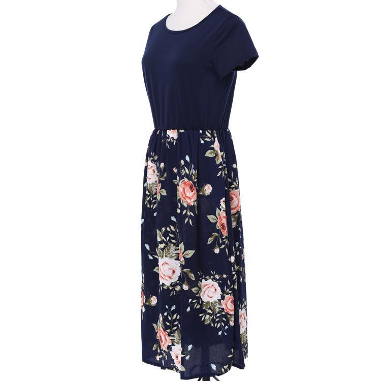 Vintage Floral Print Cap Sleeve Dress