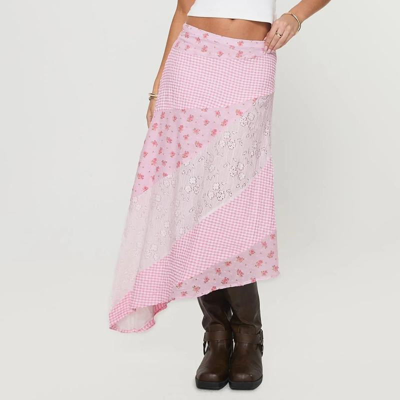 Retro Low Waist Floral Print Skirt For Vintage Charm