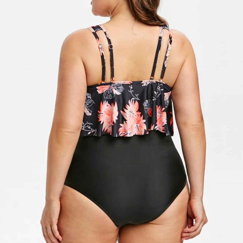 Baju renang One-Piece Cetak Lotus Tinggi untuk Bakat Elegan