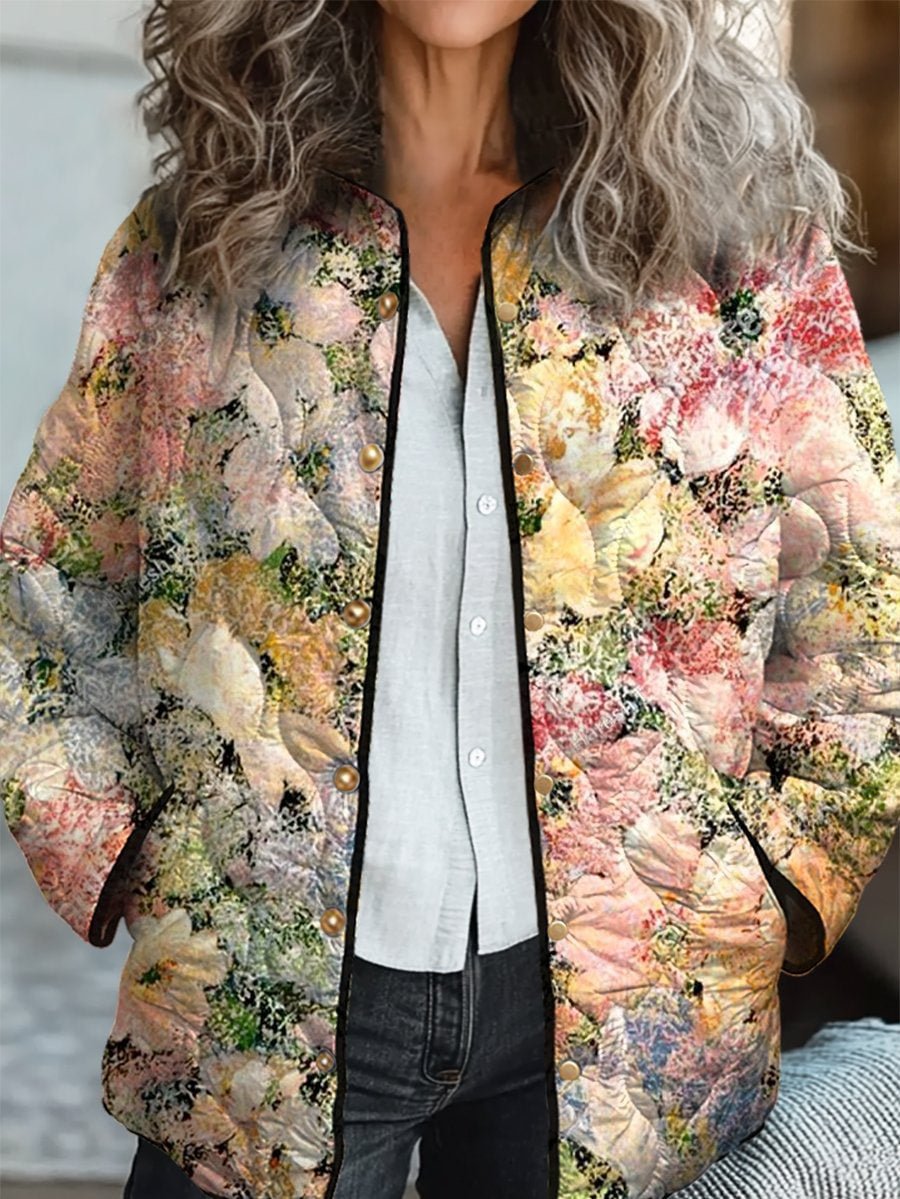 Women's Cotton Padded Jacket With Digital Floral Print