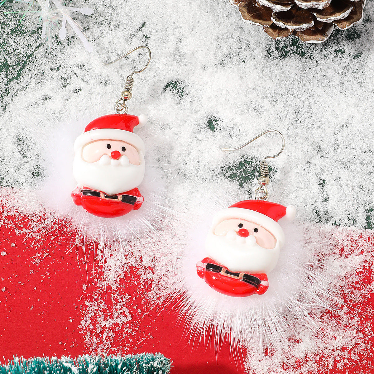 Flufffy Christmas Themed Puffball Earrings in Various Patterns