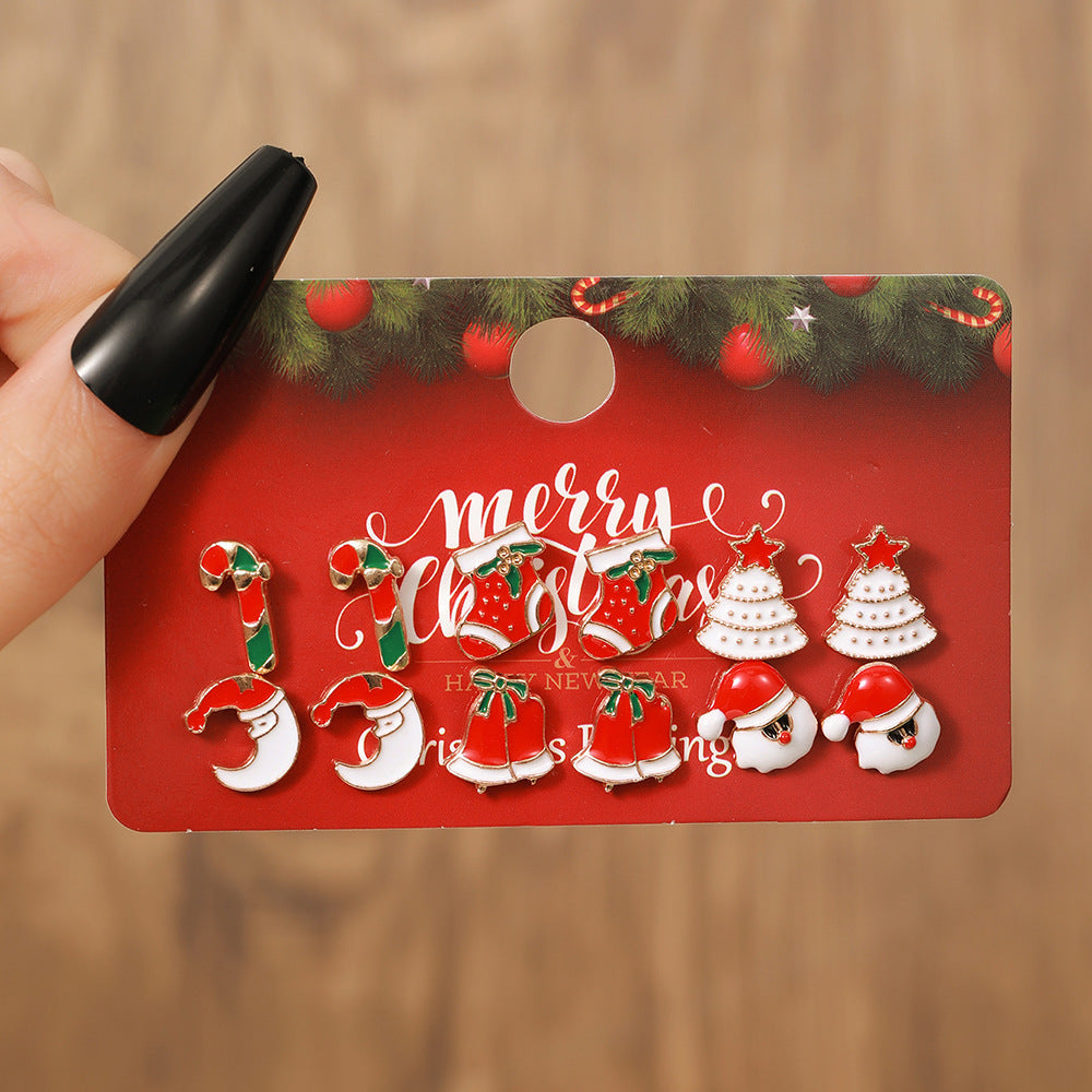 Christmas Themed Colorful Enamel Stud Back Earrings in Various Styles