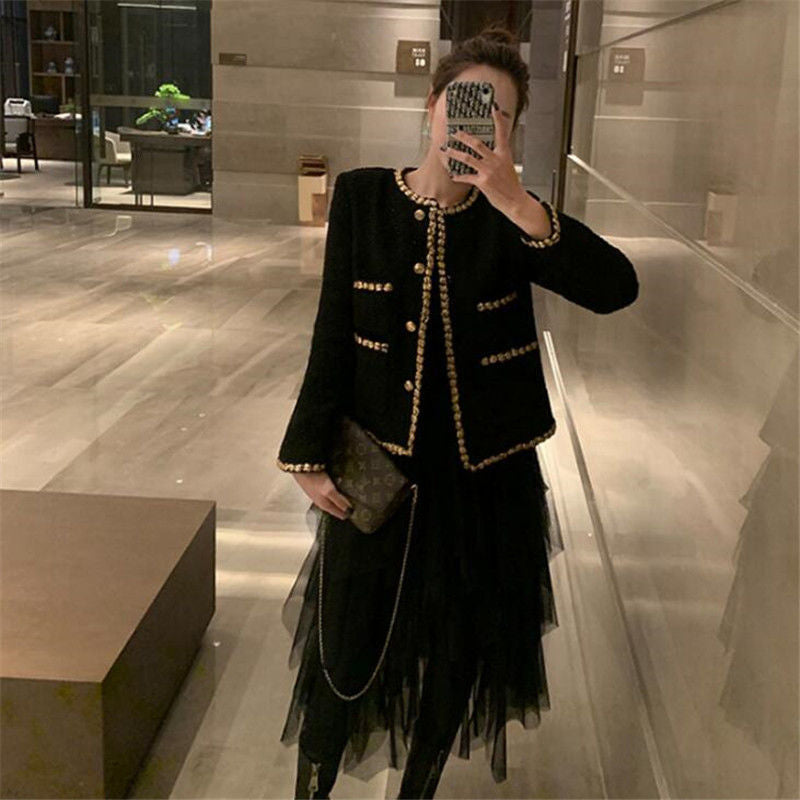 Versatile Black Women's Jacket For Spring And Autumn