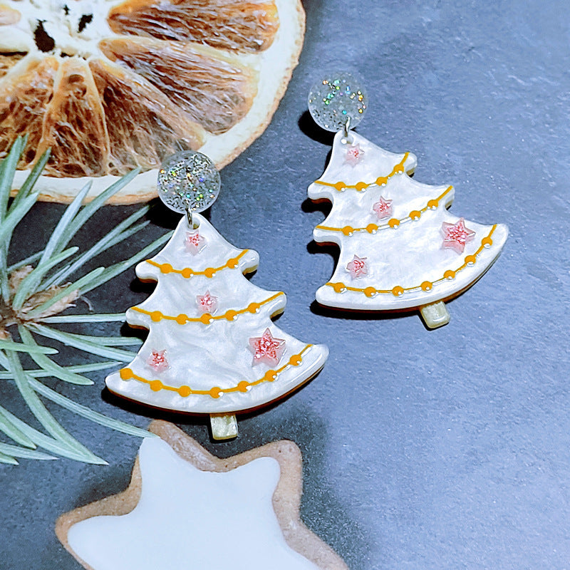 Christmas Glitter-Accent Hammered Metal Post Dangle Statement Earrings in Assorted Styles