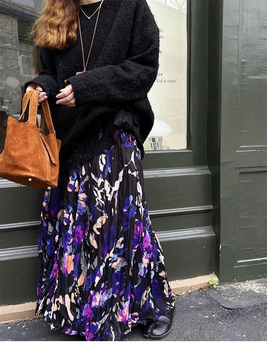 Vintage Crumpled Floral Skirt For Unique Everyday Style