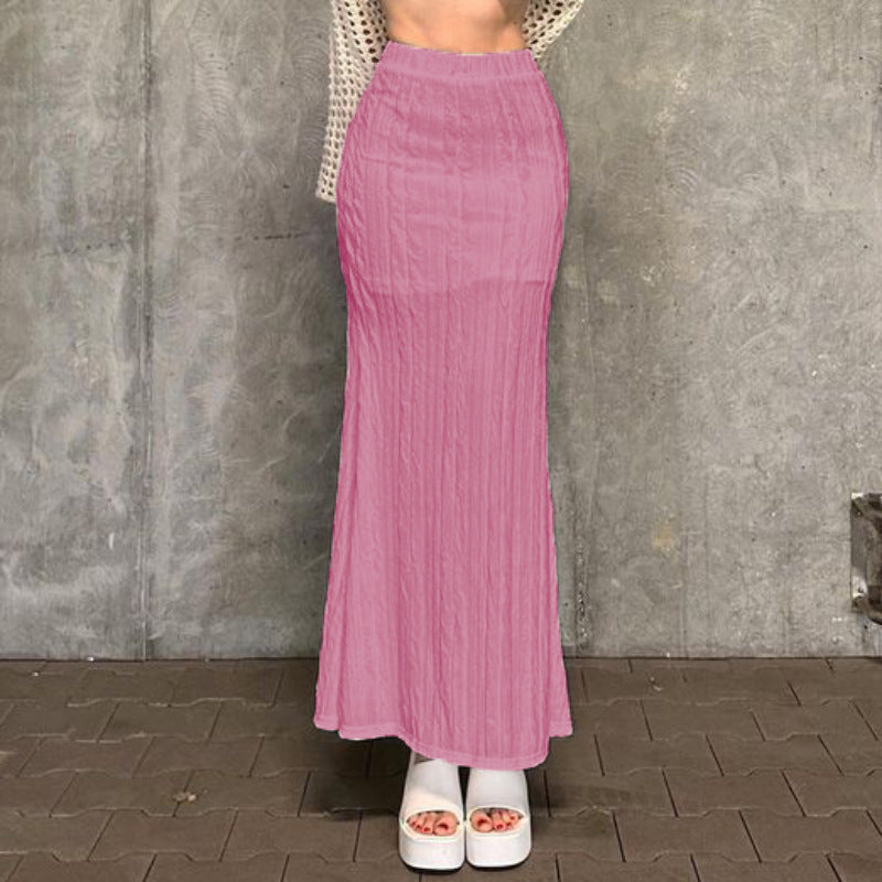 Solid Color Fishtail Skirt For Elegant Hourglass Shape