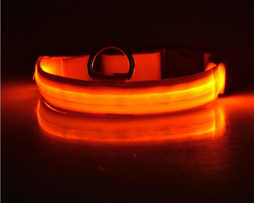 Nylon LED Luminous Pet Collar For Night Safety