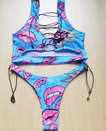 Bikini de tanga de cordón de piña para la confianza de la playa llena