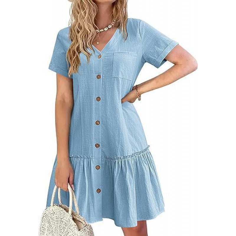 Losse katoen-linnen zomerjurk voor luchtig casual comfort