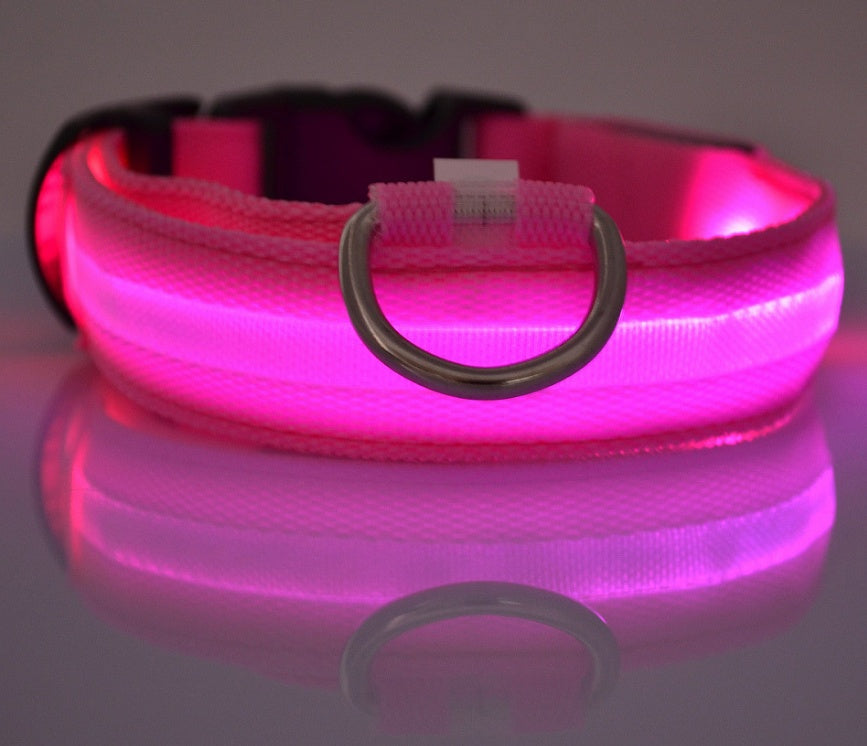 Nylon LED Luminous Pet Collar For Night Safety