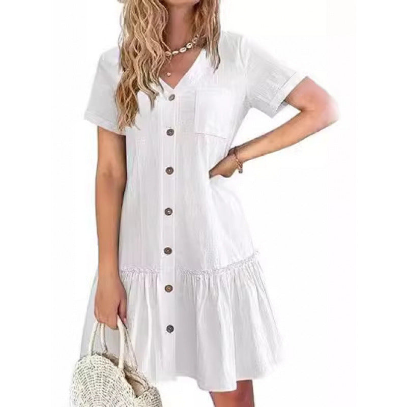 Losse katoen-linnen zomerjurk voor luchtig casual comfort