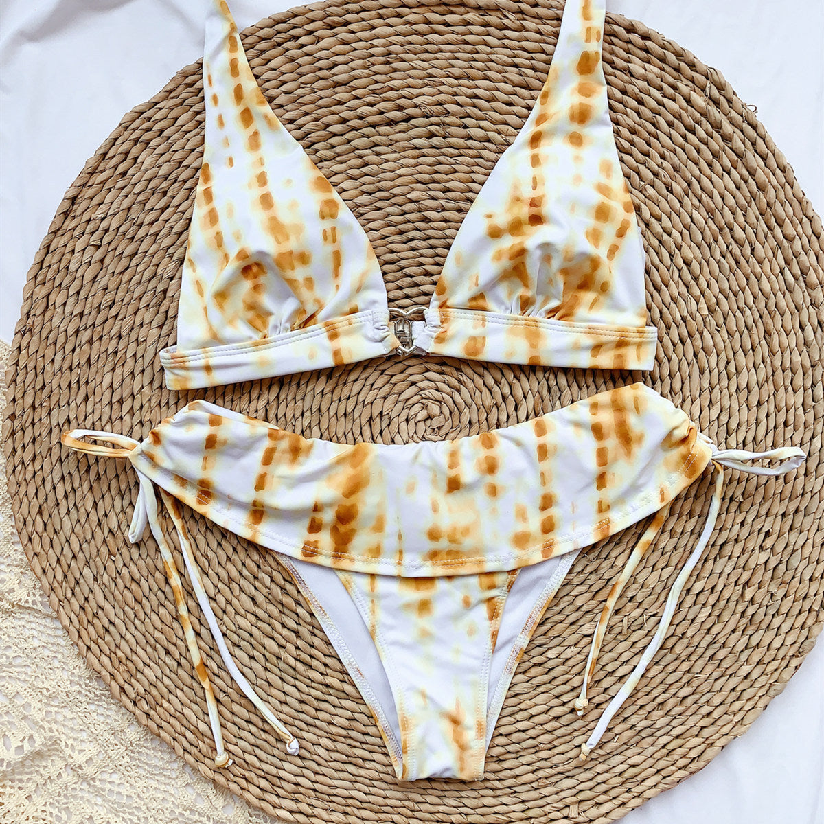 Bikini stampati con bandage arruffato per lo stile di nuoto americano europeo
