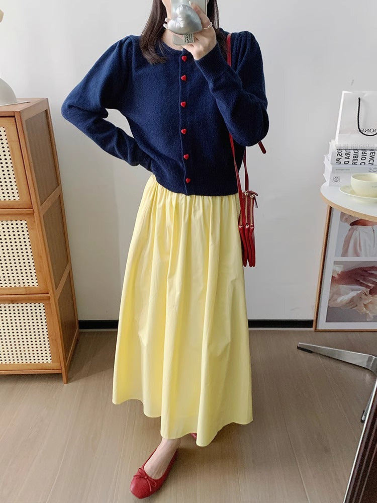 Elastic Waist Mid Length Skirt For Versatile Everyday Wear