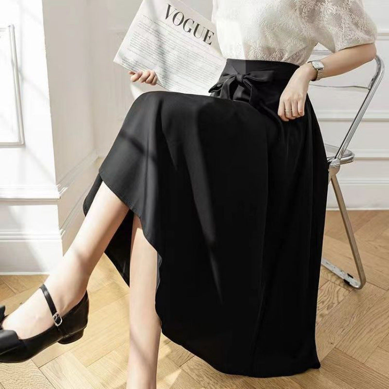 A-Line Mid Length Skirt With Flowing Large Hem