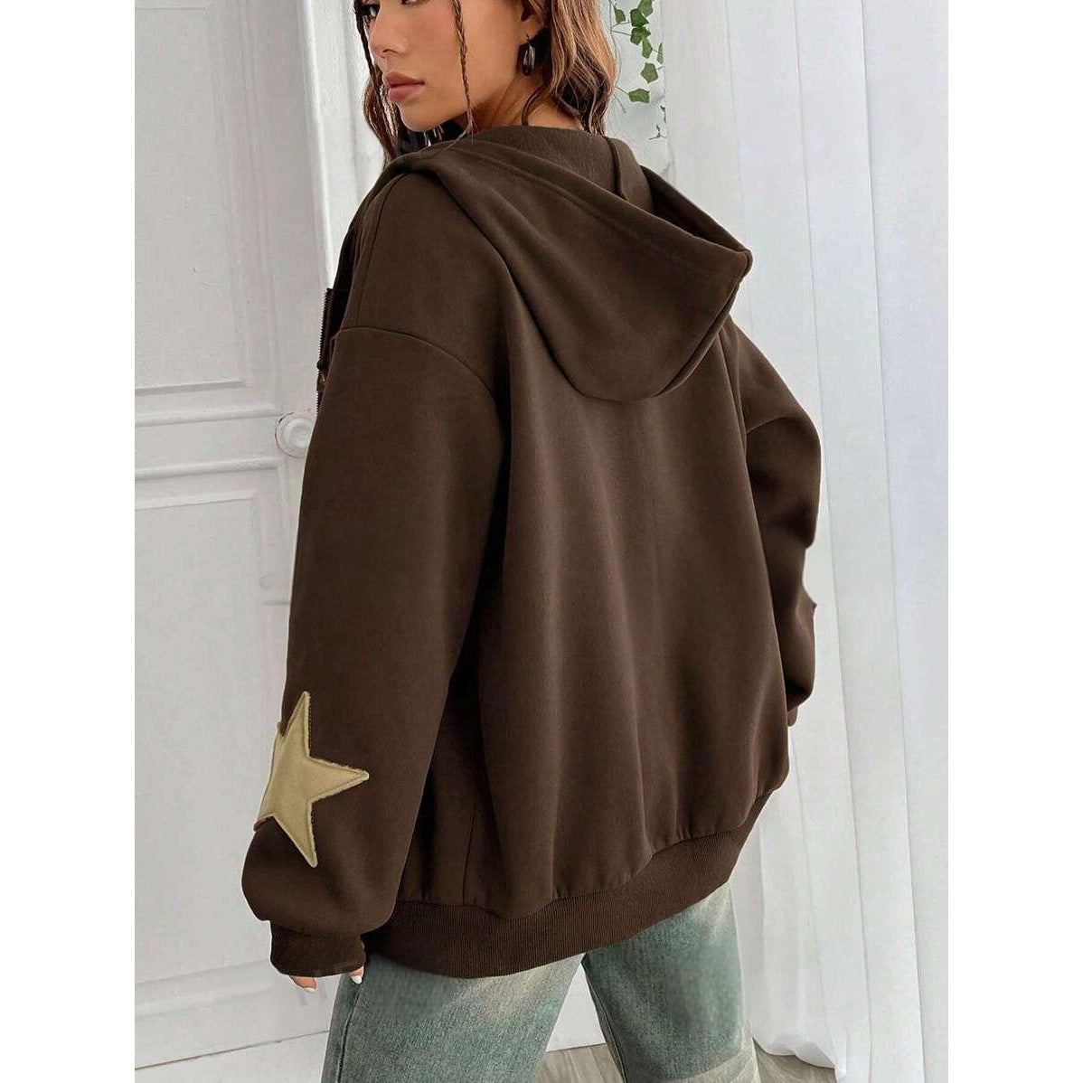 Loose-fit Hooded Cardigan Women's Jacket
