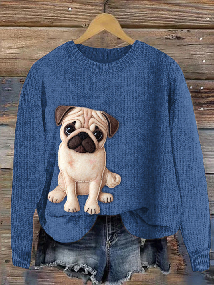 Digital Print Women's Fashion Round Neck Casual Top