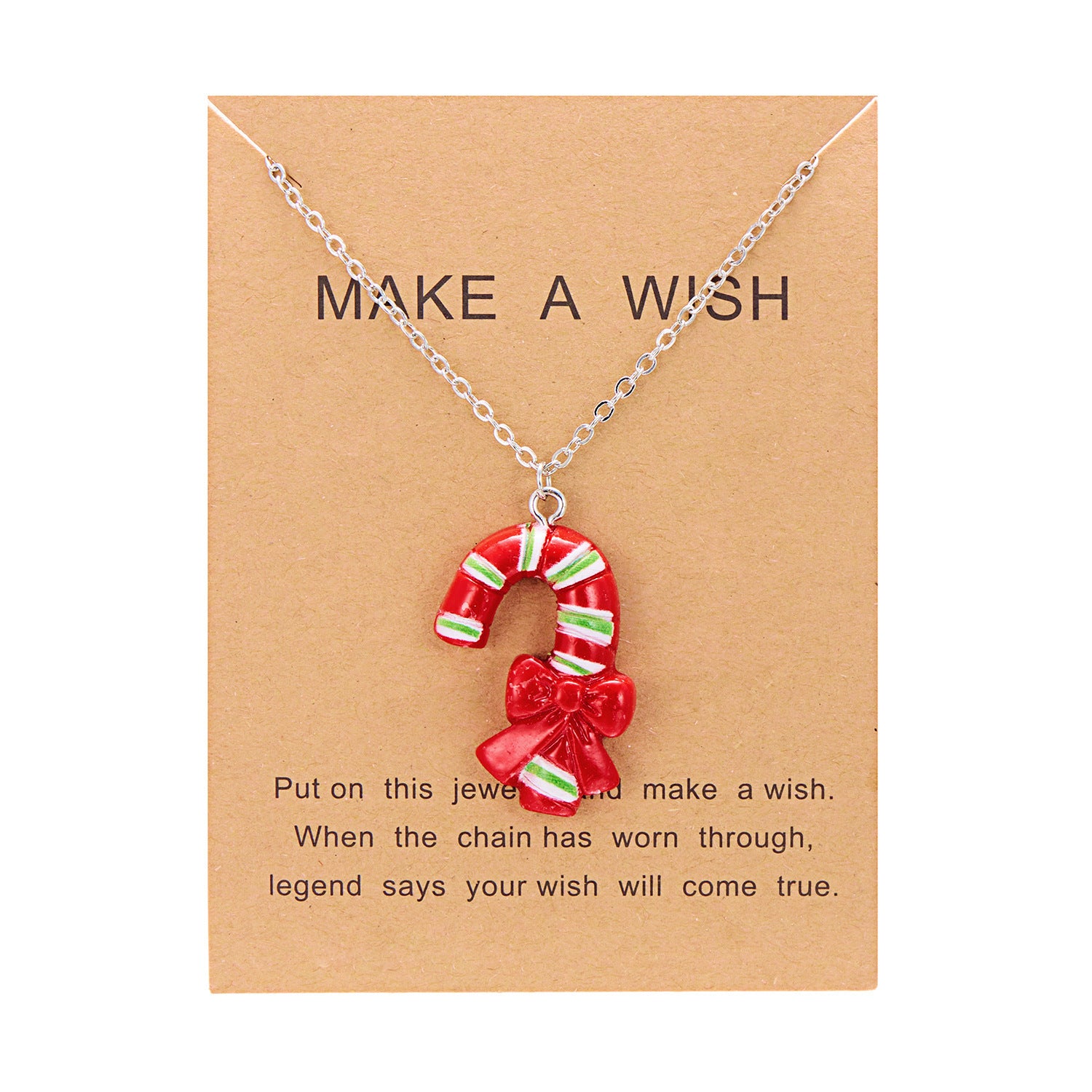 Silver-Tone Christmas Resin Glitter-Accent Chain Pendant Necklace in Assorted Styles