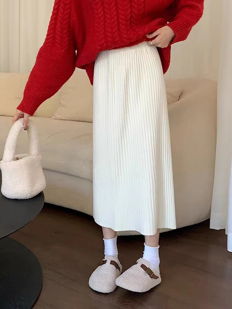 Solid Color Knitted Skirt For Effortless Everyday Style