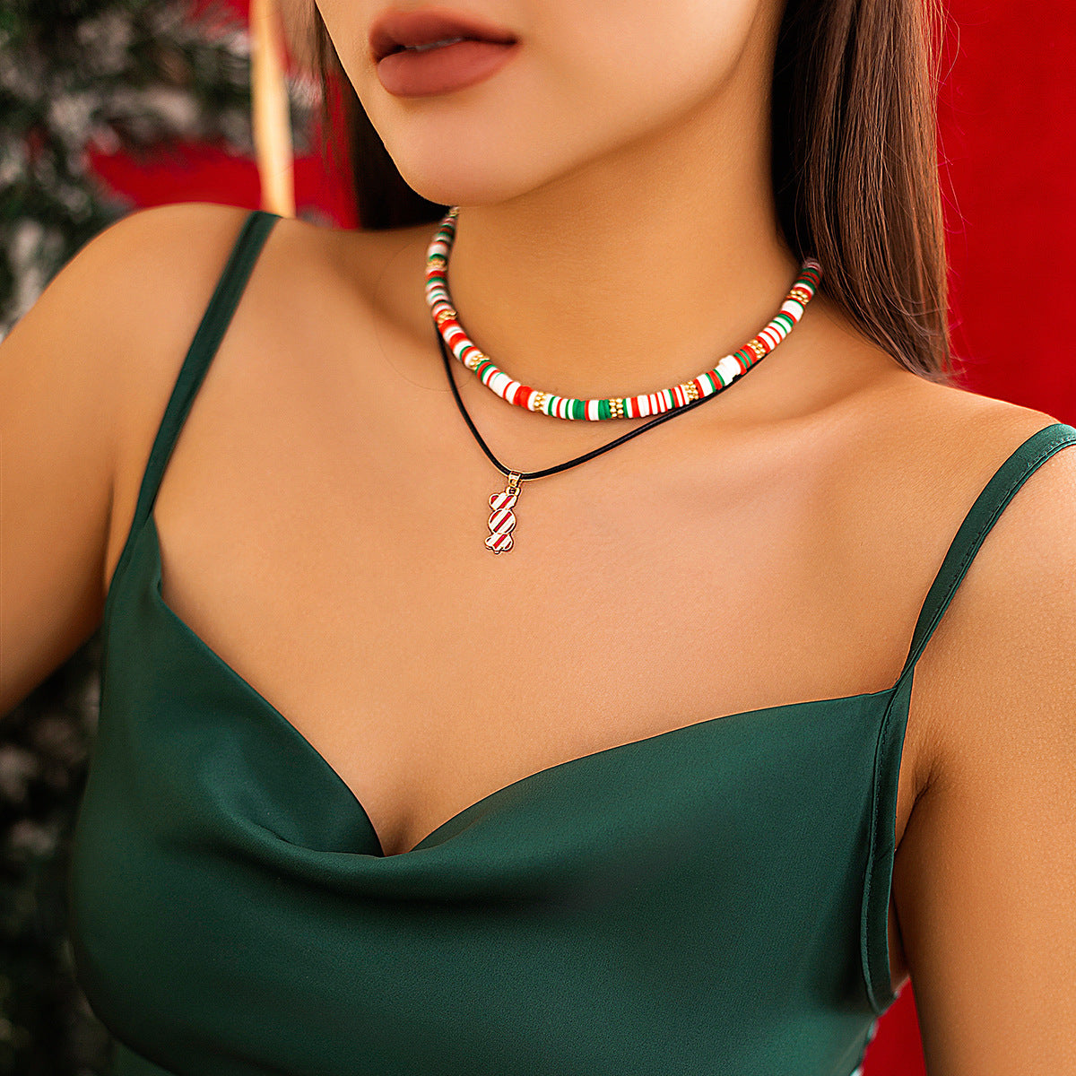 Christmas Beaded Layered-Look Multi-Strand Necklace for Women in Assorted Styles