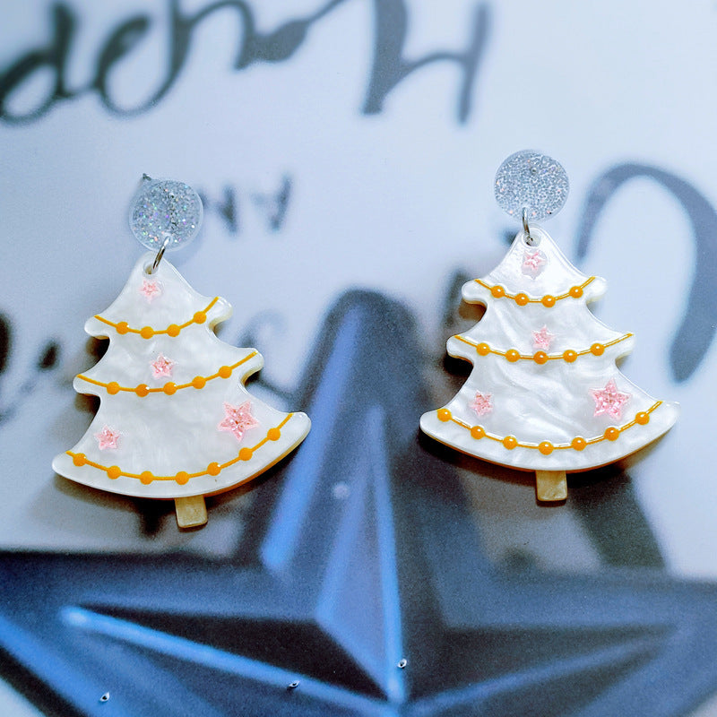 Christmas Glitter-Accent Hammered Metal Post Dangle Statement Earrings in Assorted Styles