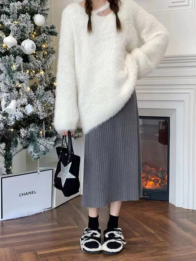 Solid Color Knitted Skirt For Effortless Everyday Style