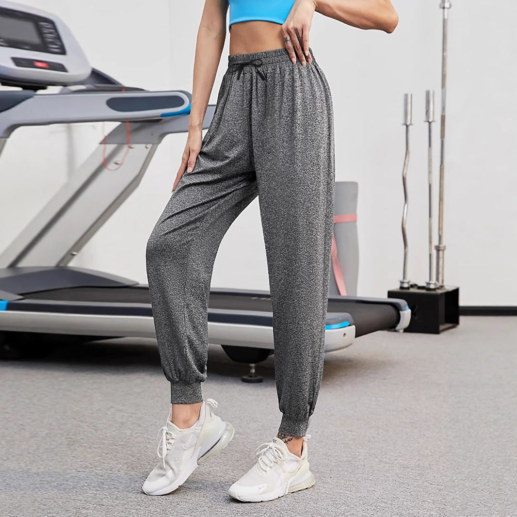 High-waisted Versatile Loose Casual Pants With Cuffed Ankles For Slimming Fitness Sports Trousers