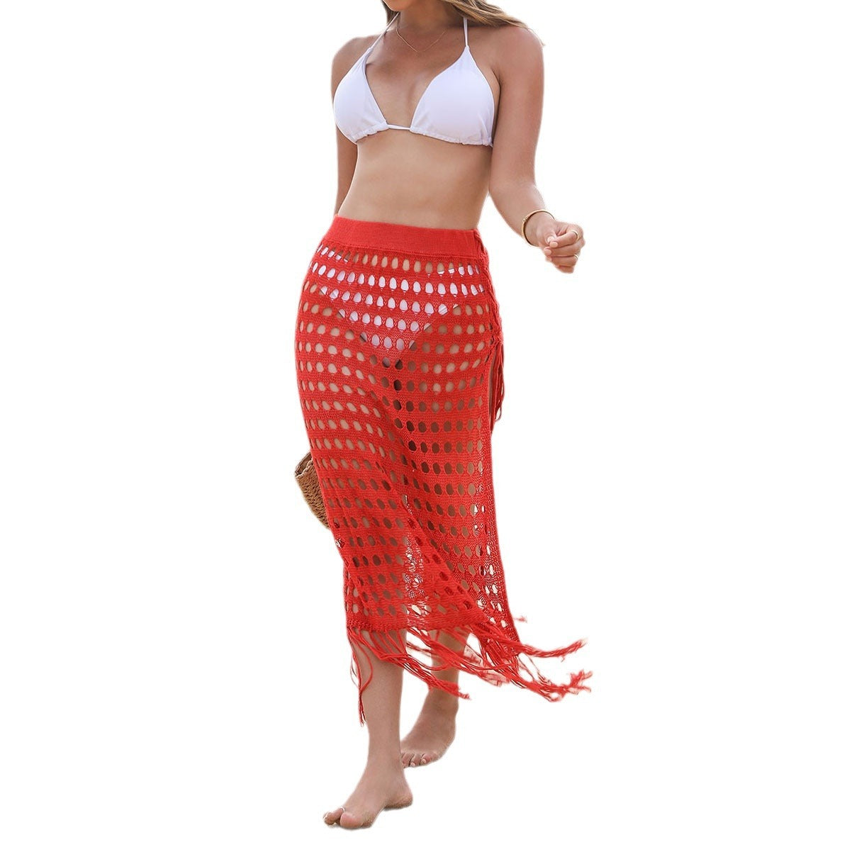 Mesh Hollow Beach Cover Skirt For Breezy Layering