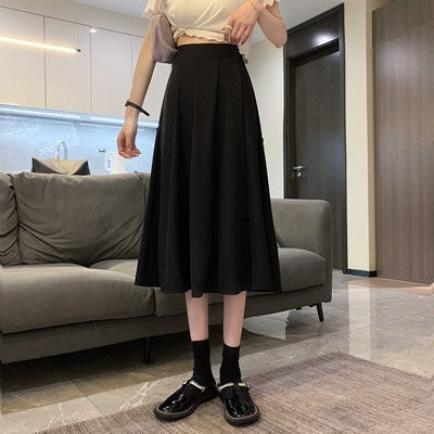 Solid Beige High-waisted Slim Women's Skirt