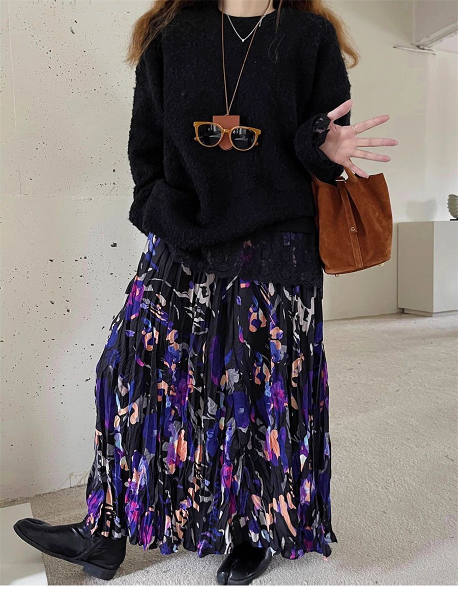 Vintage Crumpled Floral Skirt For Unique Everyday Style