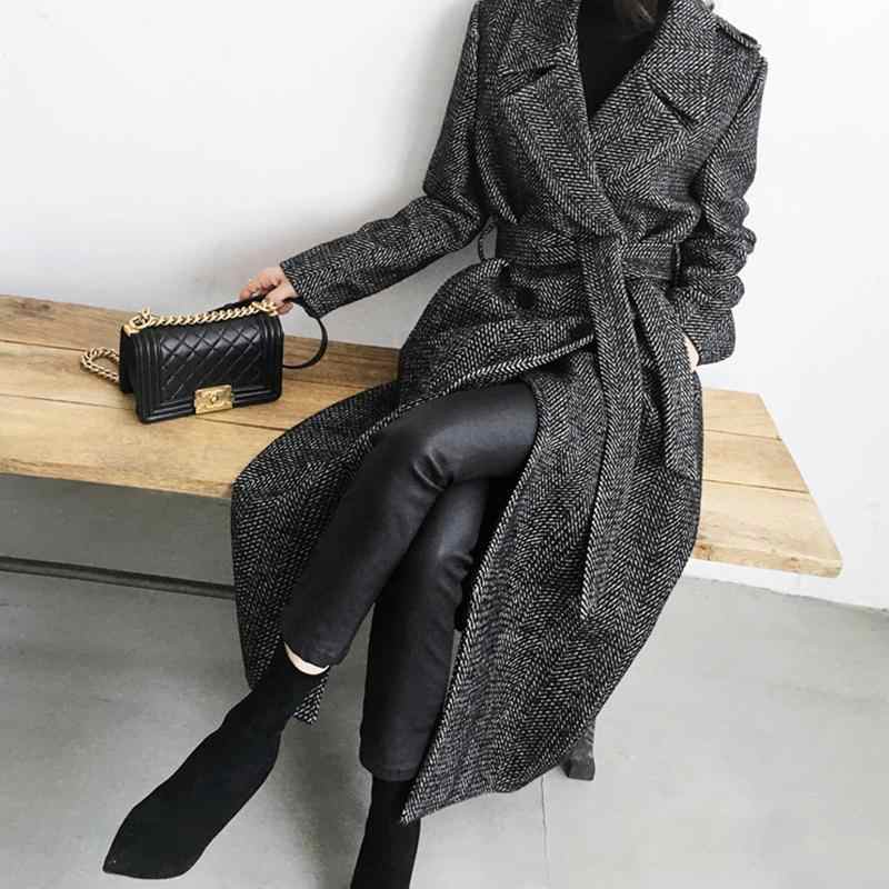 Korean-style Mid-length Wool Coat For Women
