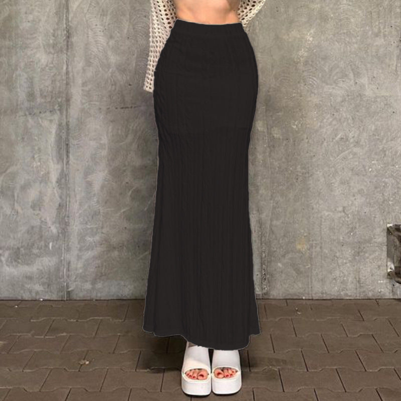 Solid Color Fishtail Skirt For Elegant Hourglass Shape