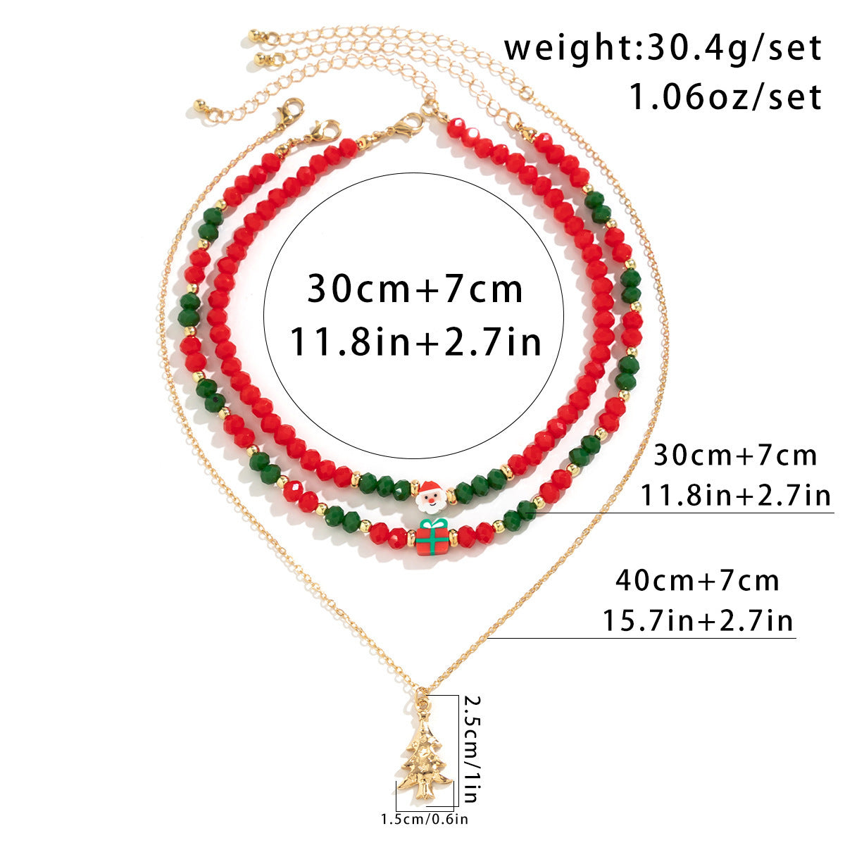 Christmas Beaded Layered-Look Multi-Strand Necklace for Women in Assorted Styles