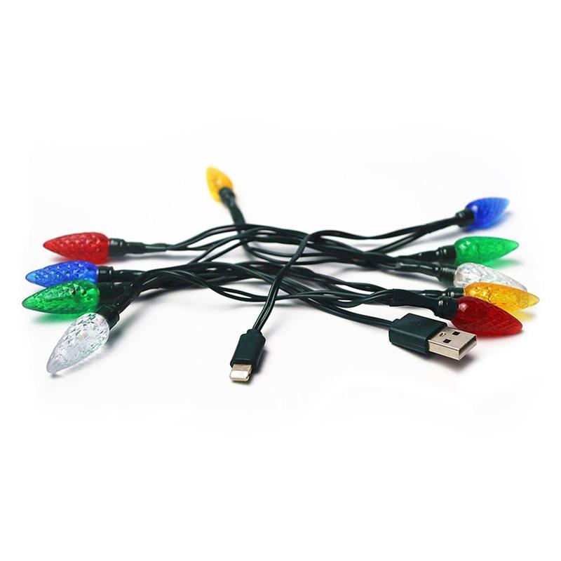 Festive LED USB Charging Cable With Decorative Christmas Lights