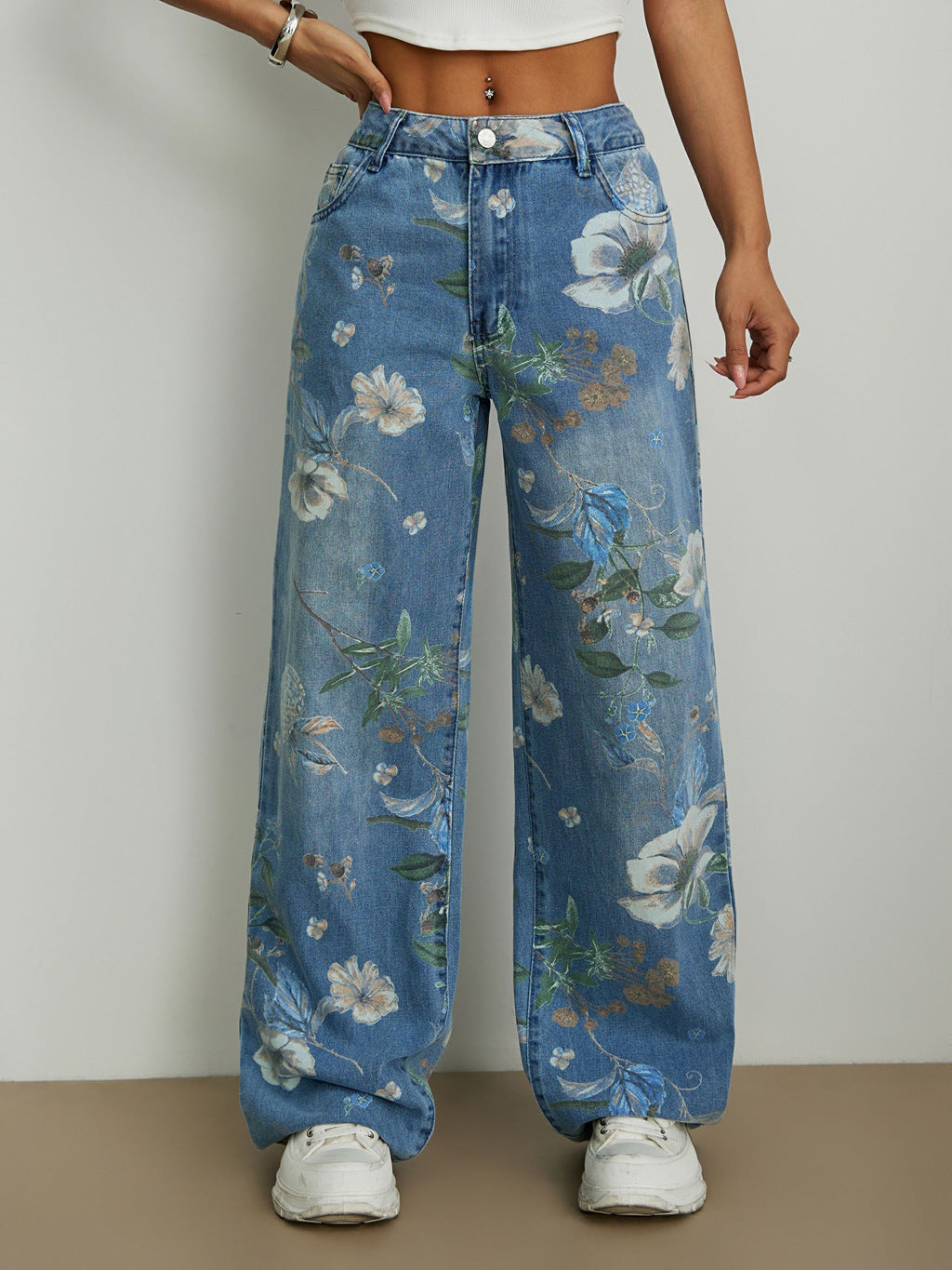 Pantalon de jean large à jambes lâches de style rue avec fraîcheur urbain
