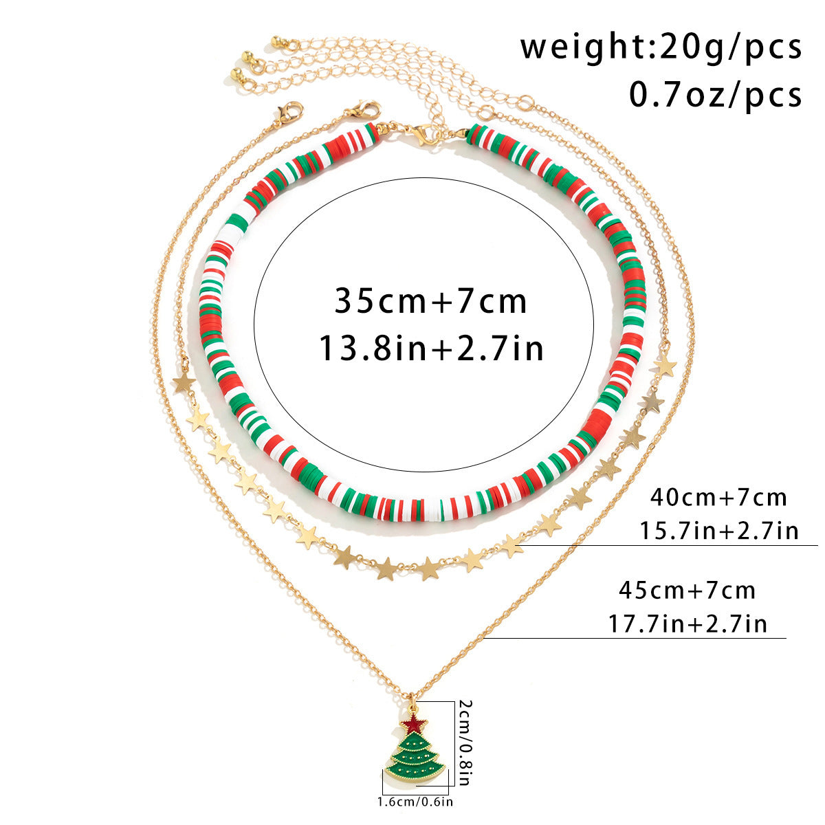 Christmas Beaded Layered-Look Multi-Strand Necklace for Women in Assorted Styles