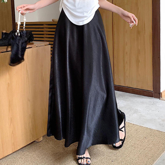 Acetate Satin Draped Skirt For Casual Versatile Styling