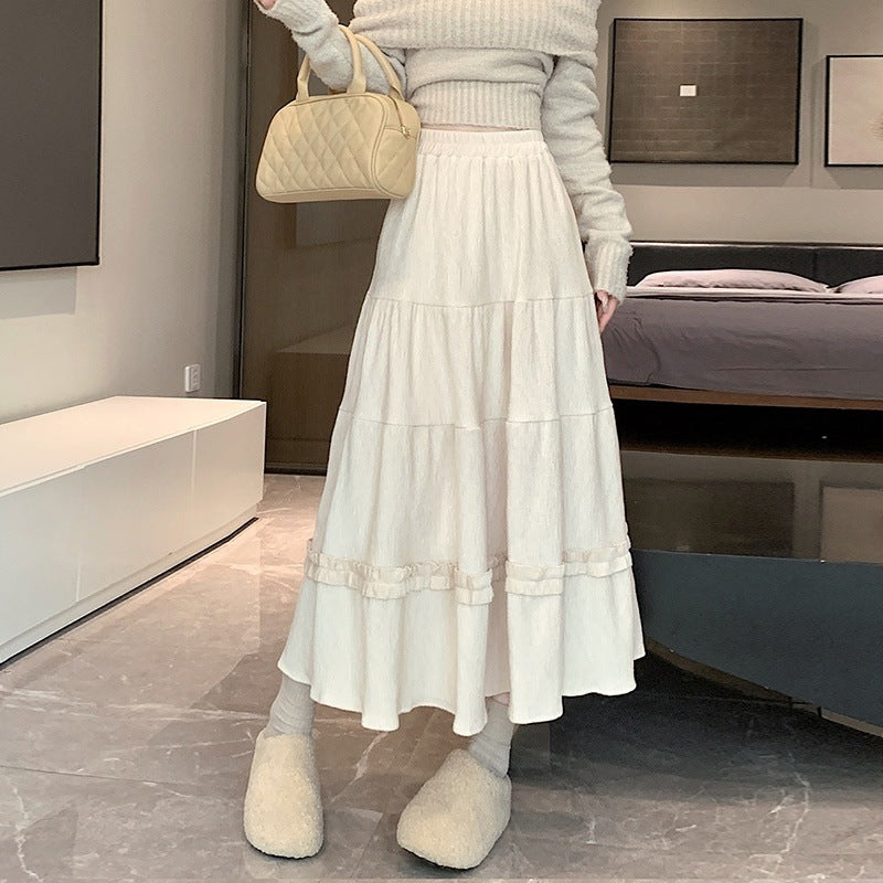 Slimming Midi A-Line Rok dengan pinggang elastis gaya Korea