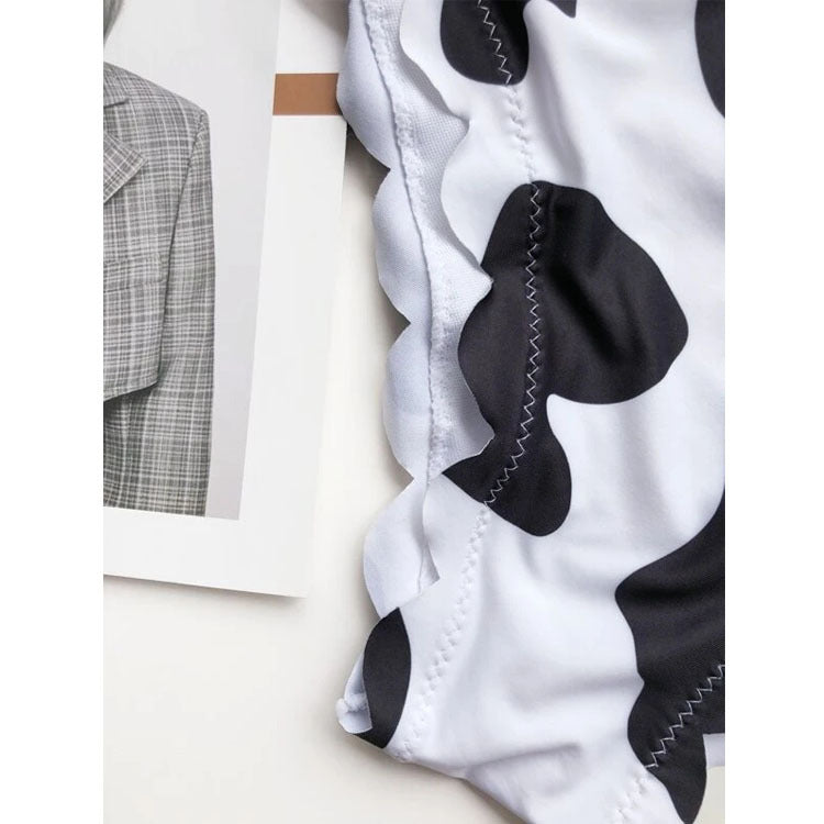 Cow Print Wrapped-Bust Bikini Set for Bold Summer Style