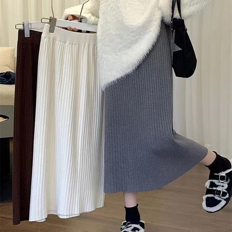 Solid Color Knitted Skirt For Effortless Everyday Style