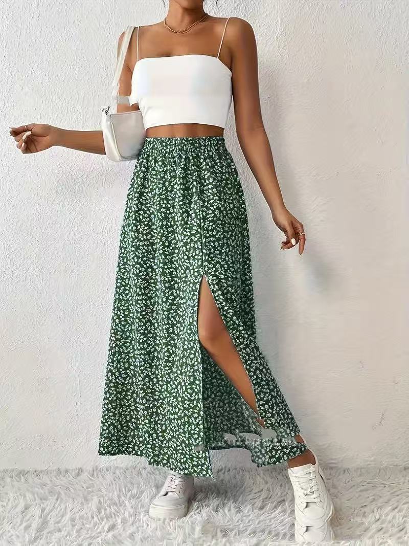 Side Slit Printed Skirt For Fashionable Everyday Wear