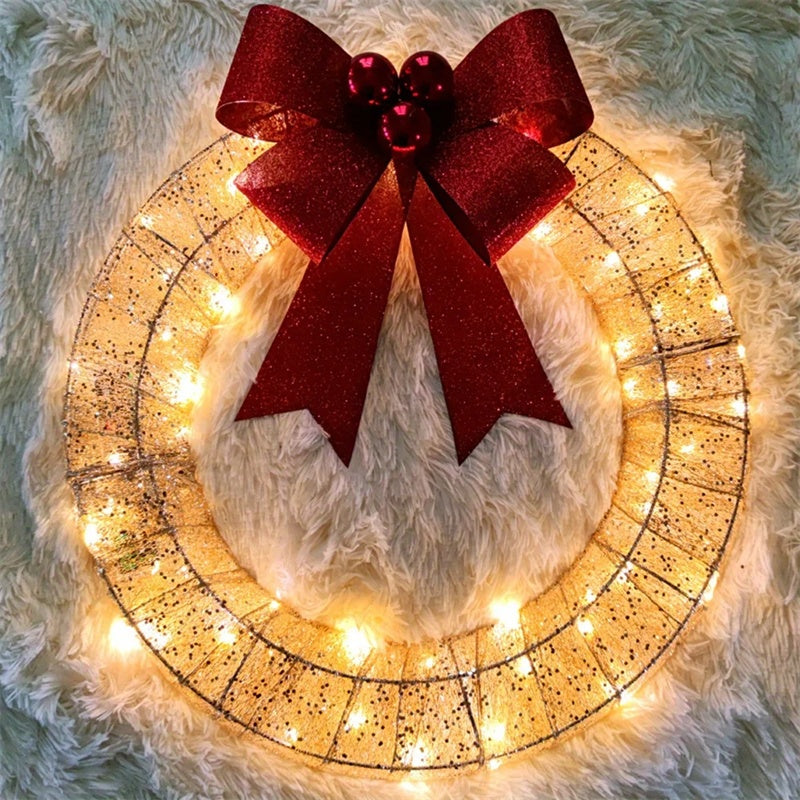 50 Centimeter Christmas Garland with LED Lights and Oversized Bow-Theone Apparel