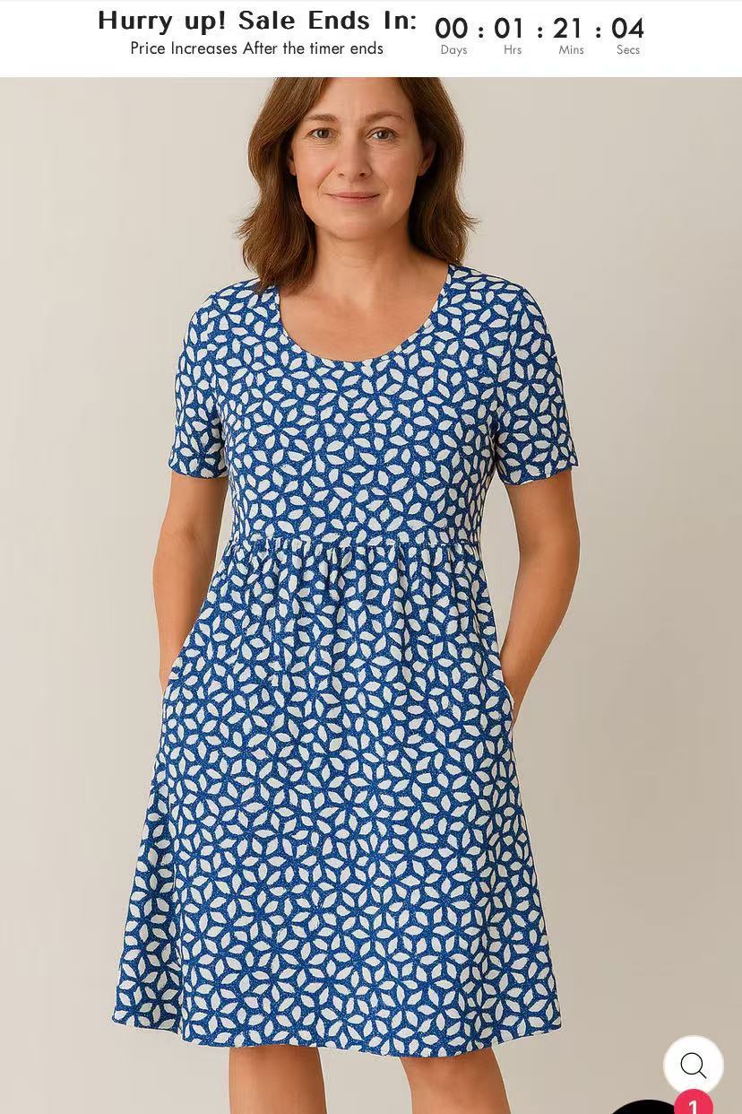 Robe de t-shirt décontractée avec cou rond, poches et détails