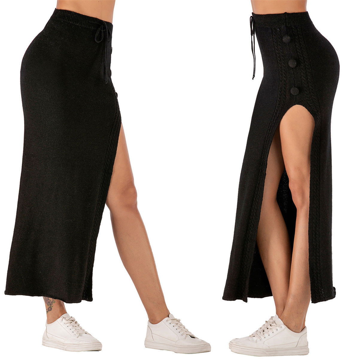 Rok maxi split wol ramping dengan bakat Eropa yang elegan