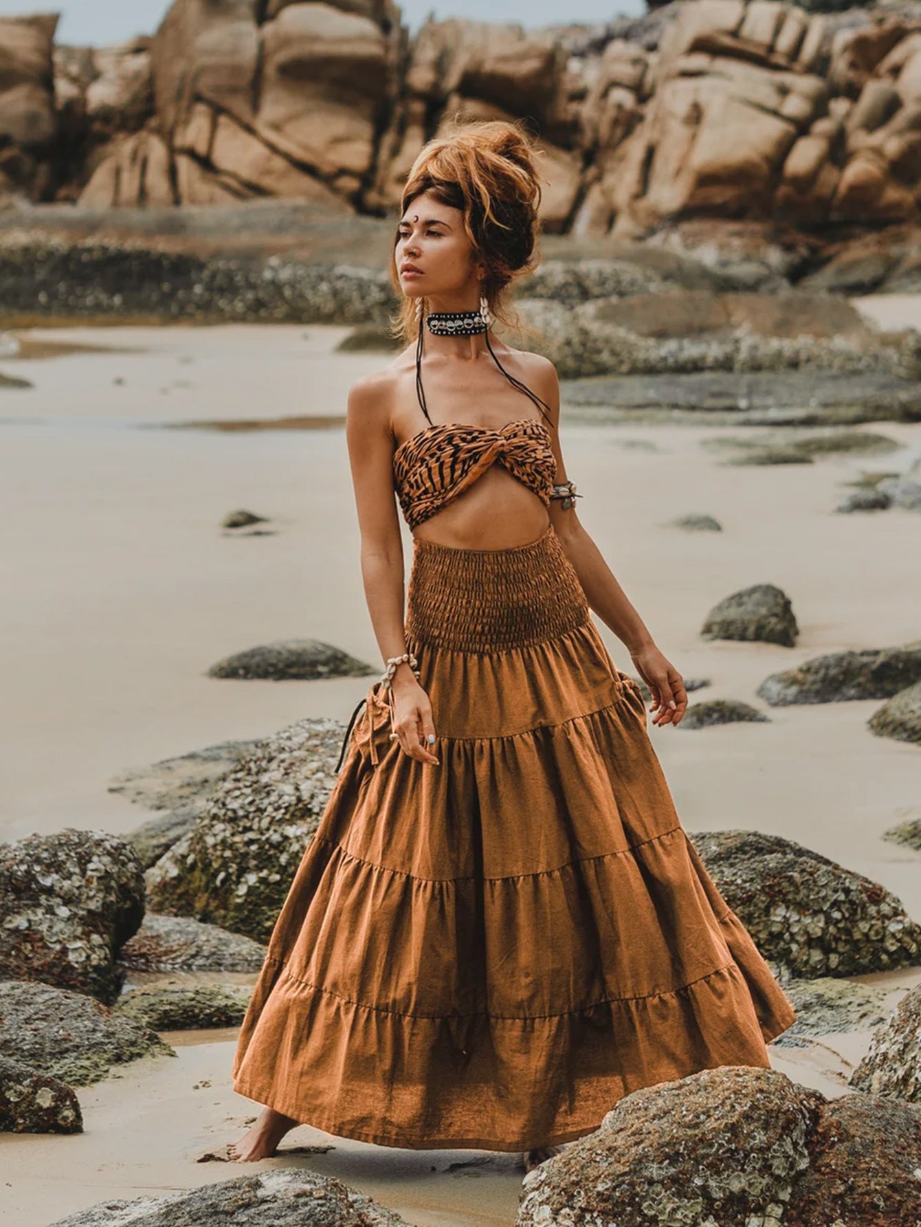 Bohemian Loose Solid Skirt For Relaxed Everyday Comfort